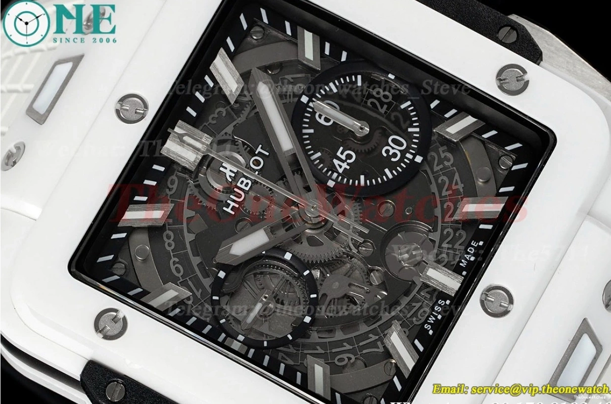 HUB1280A BBF RU White Cer Dial Unico Square Skeleton Bang 42mm 0521